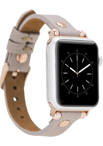 Apple Watch Slim Deri Kordon 42 ve 44 mm Uyumlu Bej