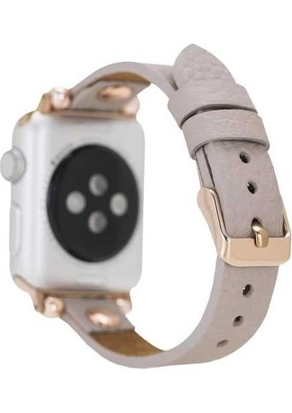 Apple Watch Slim Deri Kordon 42 ve 44 mm Uyumlu Bej