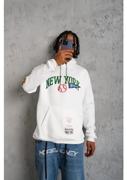 By Kea Erkek Baskılı Kapüşonlu Sweatshirt - Beyaz