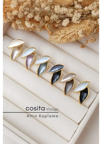 Vintage Ekru Bronz Altın Kaplama Yaprak Küpe fiyatları
