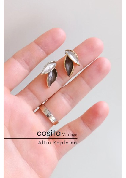 Vintage Bronz Kahve Altın Kaplama Yaprak Küpe modelleri
