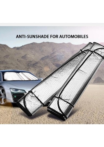 Metalize Araba Ön Cam Güneşliği Torpido Koruyucu Oto Güneşlik Paneli Ön Cam Brandası 130 x 60 cm modelleri