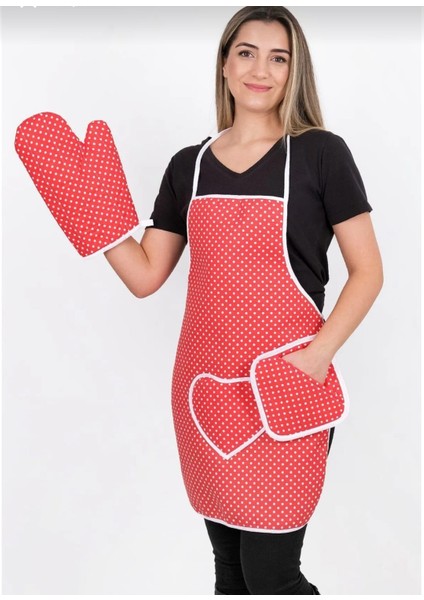 Besyamihome Besttrend 3lü Set Sıvı Geçirmez Mutfak Önlüğü, Isıya Dayanıklı Fırın Eldiveni ve Tutacak Takımı