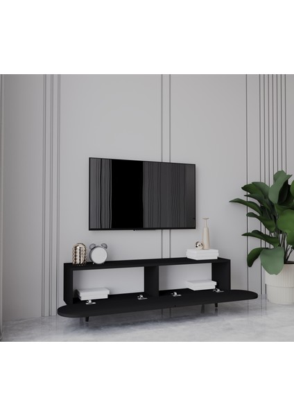 REGULUS Siyah 2 Kapaklı Ahşap Ayaklı 160 cm Modern Tv Ünitesi fiyatları