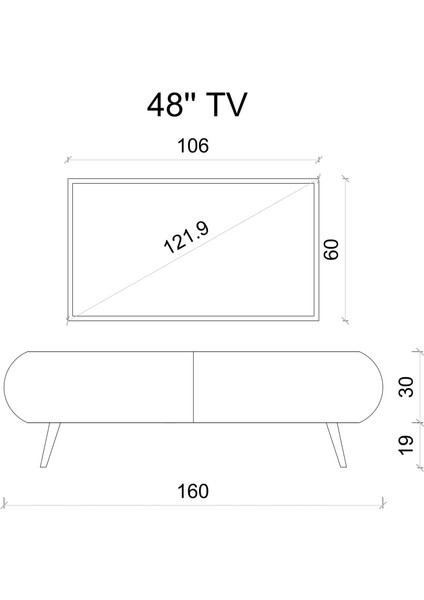 REGULUS Siyah 2 Kapaklı Ahşap Ayaklı 160 cm Modern Tv Ünitesi indirimleri