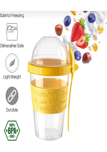 600 ml Kaşıklı Diyet Bardağı Taşınabilir Yemek Saklama Kabı Piknik Seti ve Müsli Bardağı Mama Kabı indirimleri