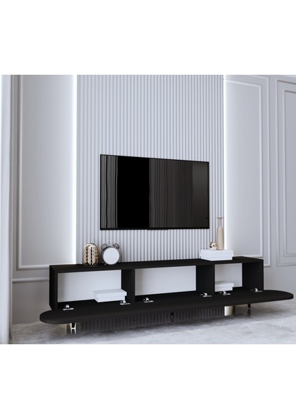 REGULUS Siyah 3 Kapaklı Ahşap Ayaklı 180 cm Modern Tv Ünitesi fiyatları