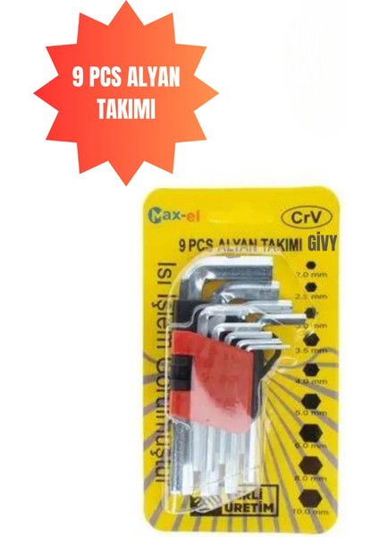 9 Parça Kısa Allen Alyan Anahtar Takımı