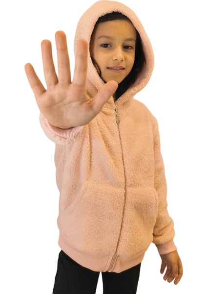 Kız Çocuk Fermuarlı Kapüşonlu Peluş Mont fiyatları