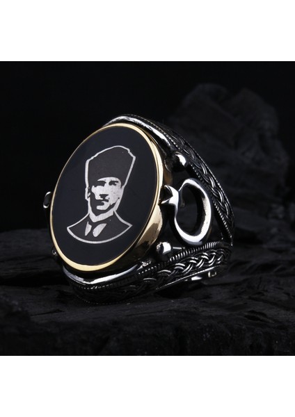 925 Ayar Ay Yıldızlı Atatürk Erkek Gümüş Yüzük fırsatları