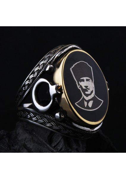925 Ayar Ay Yıldızlı Atatürk Erkek Gümüş Yüzük indirimleri