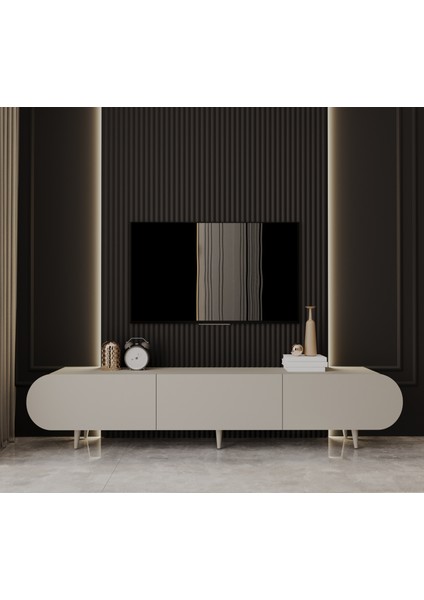 Regulus Mdf 3 Kapaklı Ahşap Ayaklı 180 cm Country Tv Ünitesi