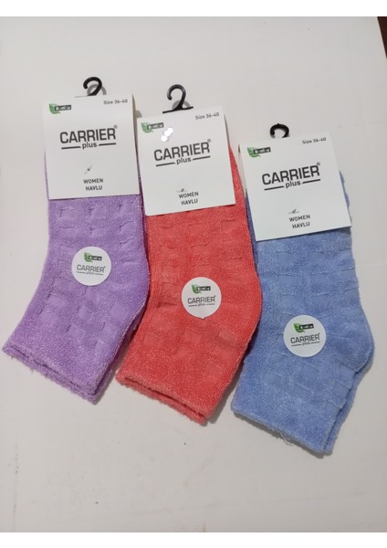 Kadın Bambu Bayan Naylonsuz Havlu Çorap 3'lü