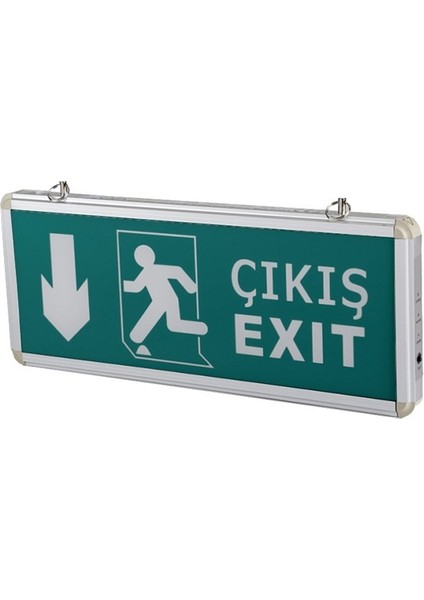 STP-9167 3W 3 Saat Bataryalı Ledli Aşağı Yönlü Acil Çıkış Exit Tabelası