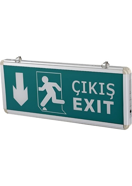 STP-9167 3W 3 Saat Bataryalı Ledli Aşağı Yönlü Acil Çıkış Exit Tabelası