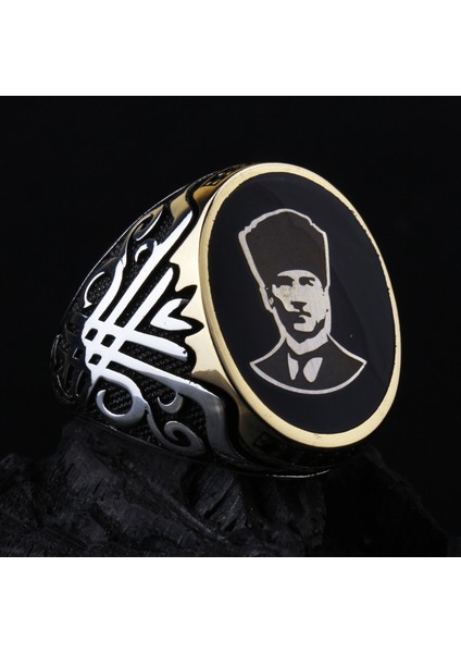 925 Ayar Gümüş Lale Motifli Atatürk Erkek Yüzük modelleri