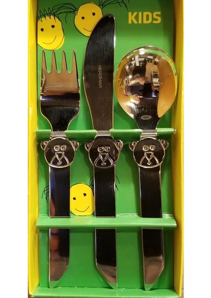 Kıds Bear 3 Parça Çatal Kaşık Bıçak Takımı