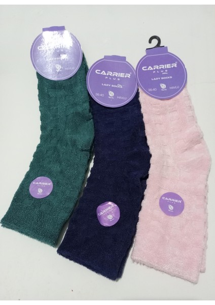 Kadın Bambu Ters Havlu Naylonsuz Çorap 3'lü