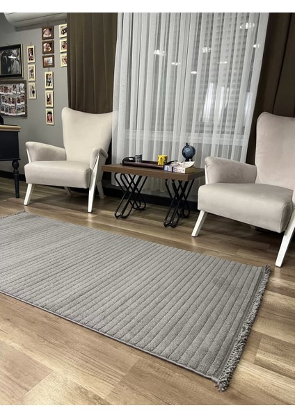 Prag 9214 Koyu Gri Modern Makina Halısı