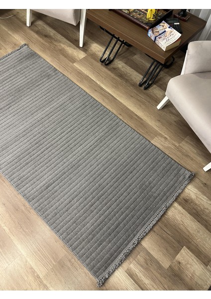 Prag 9214 Koyu Gri Modern Makina Halısı