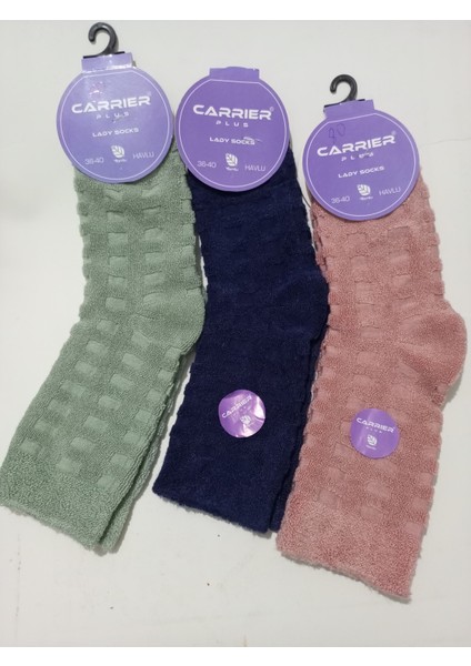 Kadın Bambu Naylonsuz Ters Havlu Çorap 3'lü