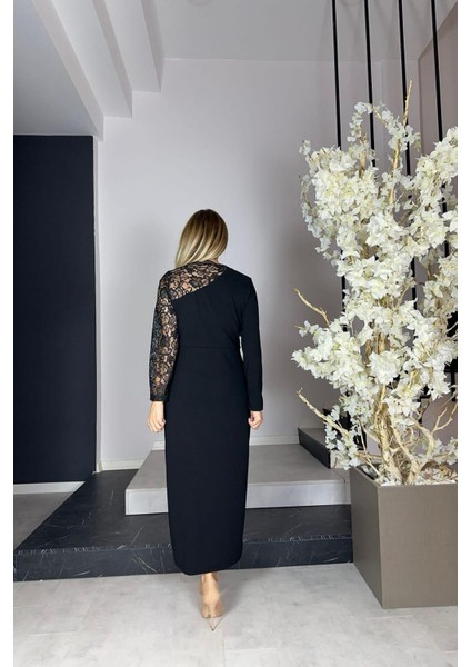 G1193 Dantel Detaylı Abiye Elbise Siyah fiyatları