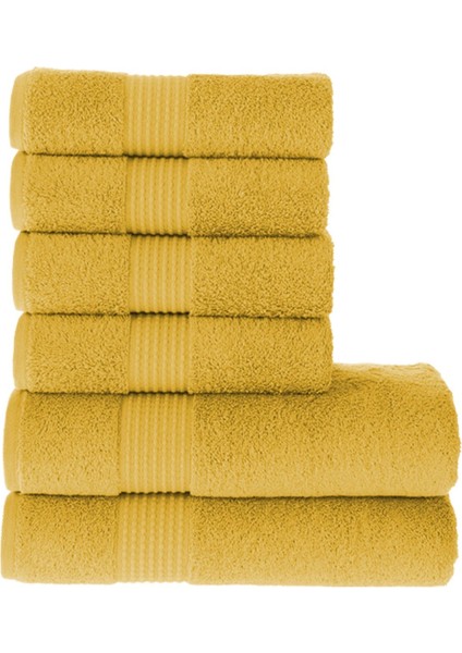 Tomurcuk %100 Pamuk 6'lı Banyo ve El Havlu Seti | 2'li 70X140CM ve 4'lü 50X100CM | Gold