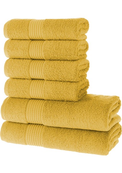 Tomurcuk %100 Pamuk 6'lı Banyo ve El Havlu Seti | 2'li 70X140CM ve 4'lü 50X100CM | Gold