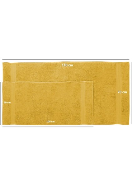Tomurcuk %100 Pamuk 6'lı Banyo ve El Havlu Seti | 2'li 70X140CM ve 4'lü 50X100CM | Gold