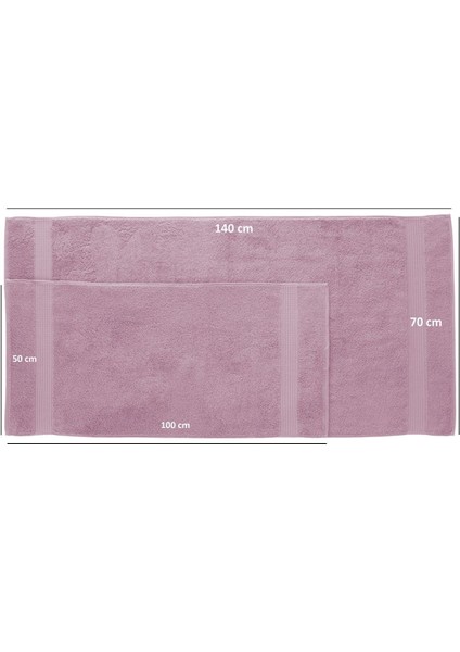 Tomurcuk %100 Pamuk 6'lı Banyo ve El Havlu Seti | 2'li 70X140CM ve 4'lü 50X100CM |gül Kurusu
