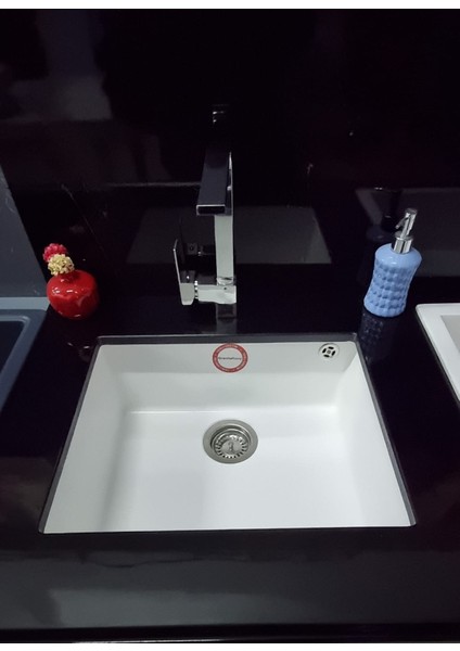 Granit Eviye-Beyaz Renk - 54X44 Tek Gözlü Mutfak Eviyesi