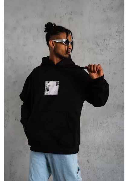 By Kea Erkek Ön Arka Baskılı Kapşonlu Sweat - Siyah