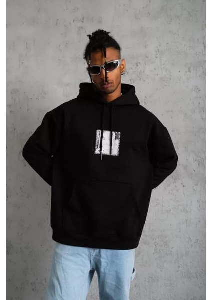 By Kea Erkek Ön Arka Baskılı Kapşonlu Sweat - Siyah modelleri