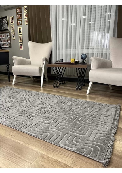 Prag 9210 Gri Modern Makina Halısı