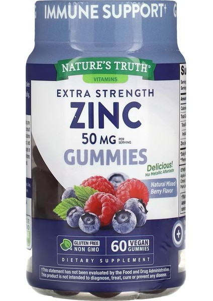 Zinc, Natural Mixed Berry, 50 Mg, 60 Vegan Gummies