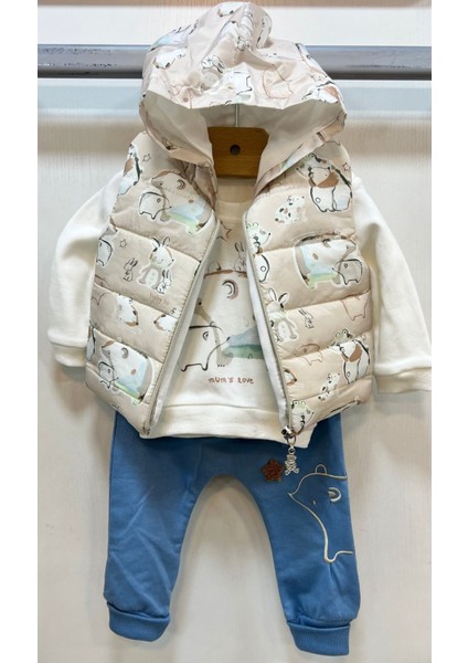 Ayı Ailesi Micro Kapüşon Yelekli 3'lü Takım modelleri