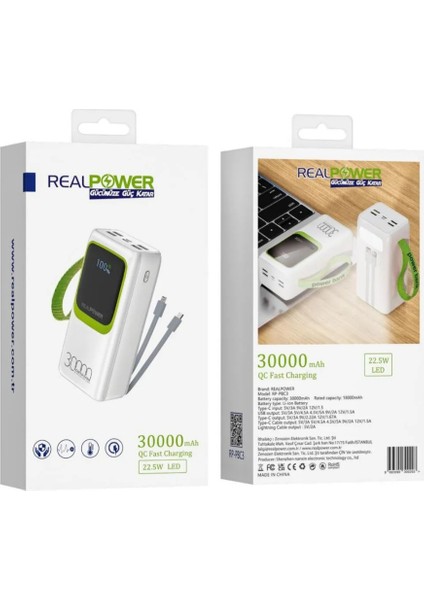 30.000MAH Hızlı Şarj Powerbank 22,5W