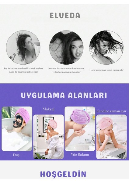 Düğme Lastikli Saç Havlusu, Saç Bonesi, Makyaj Bonesi, Yüz Bakım Havlusu, Banyo Sonrası Saç Kurutma modelleri