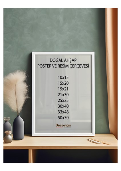 Doğal Ahşap Çerçeve -Boş Çerçeve-Resim Çerçevesi, Poster Puzzle Çerçevesi (Ön Korumalı,postersiz)
