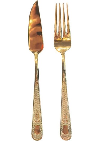 Güell Tam Gold 24 Parça Balık Çatal Bıçak Seti-12 Kişilik