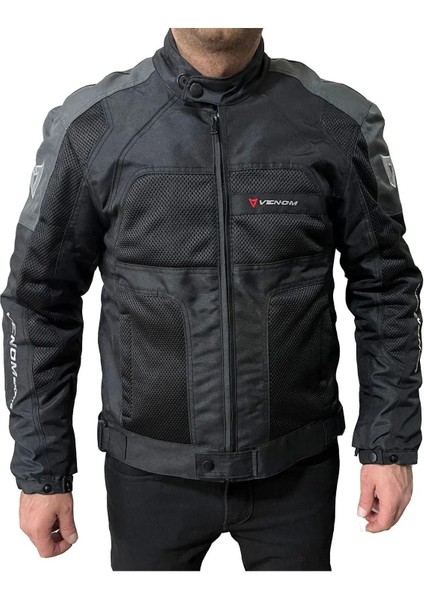 Dynamic 4 Mevsim Siyah Gri Motosiklet Montu