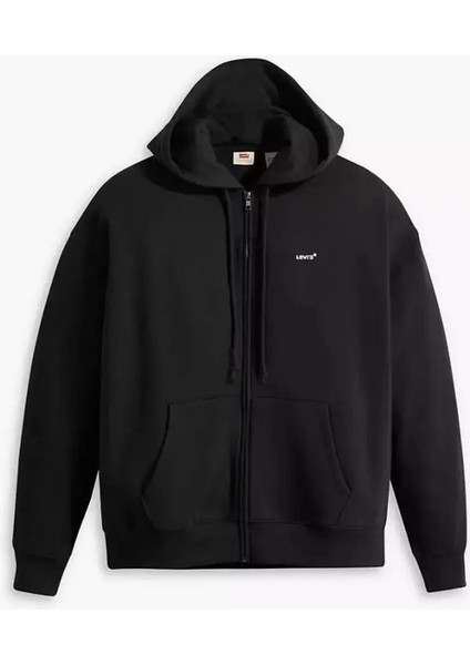 Kadın Fermuarlı Kapüşonlu Siyah Sweatshirt - 001U1-0000