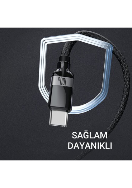 Hiking A48 A50 A51 Şarj Kablosu Type-C To Type-C 1.2m 100W Hızlı Şarj Data AZ-LS38CC modelleri