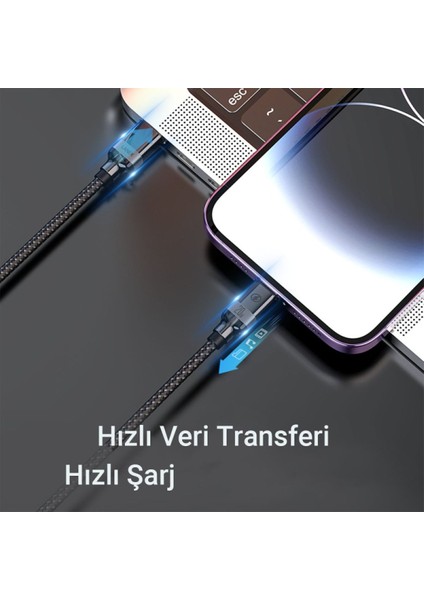 Hiking A21 A22 A23 A26 A27 A28 Şarj Kablosu Type-C To Type-C 1.2m 100W Hızlı Şarj Data AZ-LS38CC