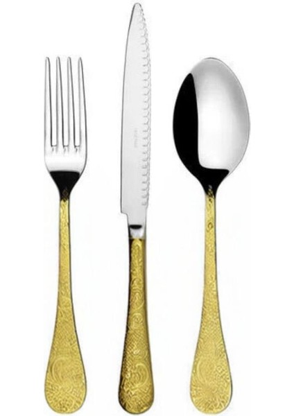 Betty Yarı Gold 87 Parça Çatal Kaşık Bıçak Takımı-12 Kişilik