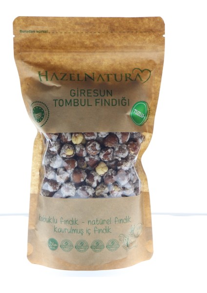 Hazelnatura Giresun Kalite Çifte Kavrulmuş Kabuklu Tuzlu Iç Fındık Kilitlenebilir Paket 250 gr