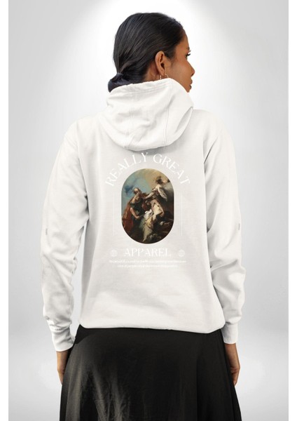 Ishak Kurbanı Erkek Kadın Beyaz Ön Sırt Baskılı Kapüşonlu Sweatshirt Hoodie modelleri