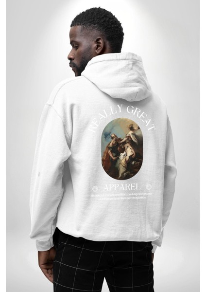 Ishak Kurbanı Erkek Kadın Beyaz Ön Sırt Baskılı Kapüşonlu Sweatshirt Hoodie indirimleri