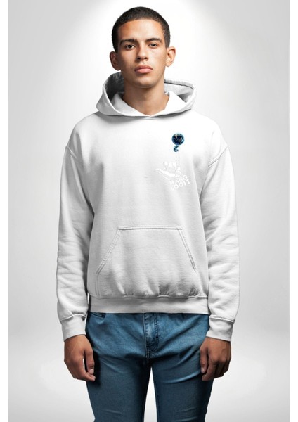 Hang Loose Dünya Temalı Eğlenceli Tasarım Erkek Kadın Beyaz Ön Sırt Baskılı Kapüşonlu Sweatshirt Hoodie fiyatları