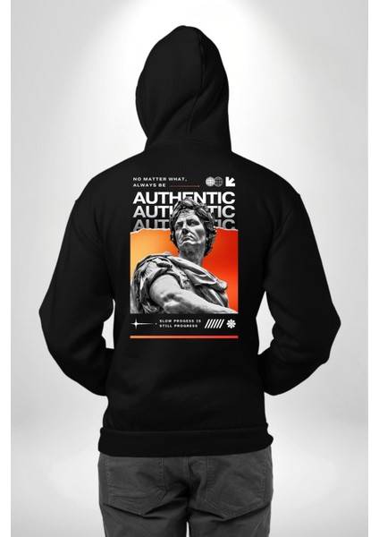 Julius Sezar Antil Heykel Erkek Kadın Siyah Ön Sırt Baskılı Kapüşonlu Sweatshirt Hoodie fırsatları